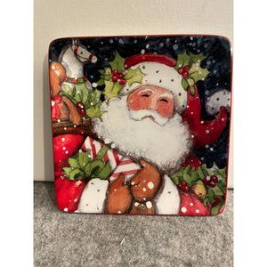 Certified International Snowy Night Santa Canape Plate by Susan Winget  6x6 #144